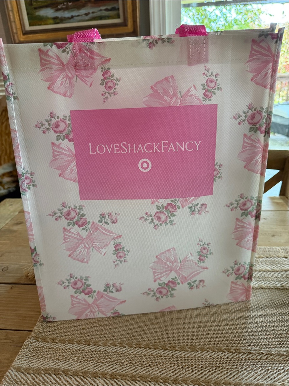 LoveShackFancy x Target Pink Floral Tote Bag Love Shack Fancy shopping bag - Picture 3 of 3